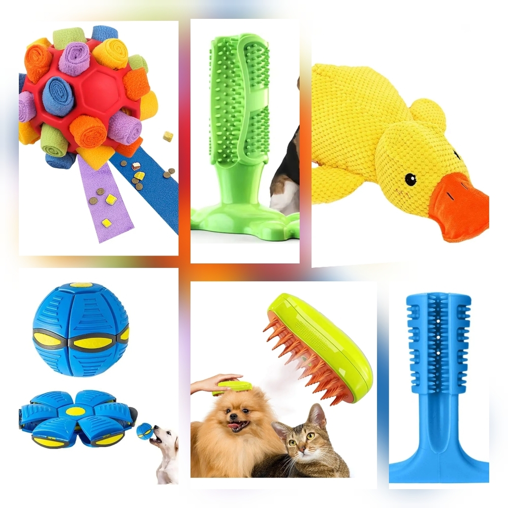 NWT 6 Piece Dog Toy & Grooming Set